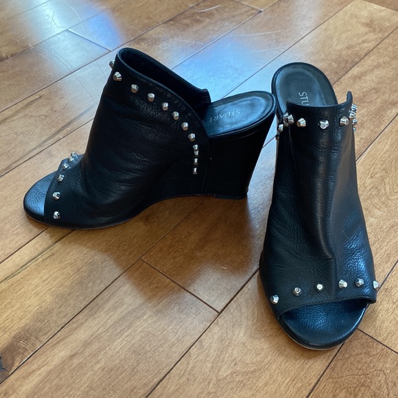 STUART WEITZMAN Upfrontal leather open toe mules - Picture 8 of 15